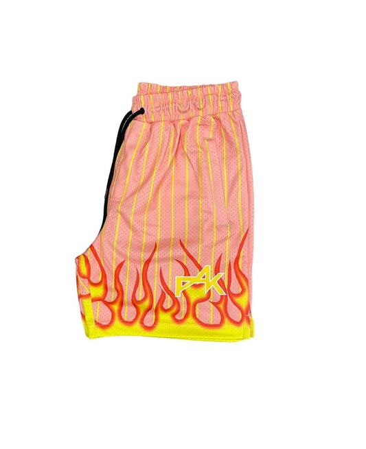 Pink Flame Mesh Shorts