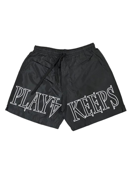 Black Nylon Full Name Shorts